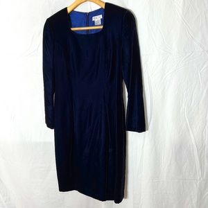 Talbots Navy Blue Velvet/Velveteen Lined Long Sleeve Dress Women's Size 8